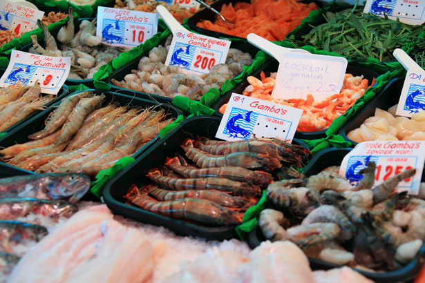 seafood items on sale in a store