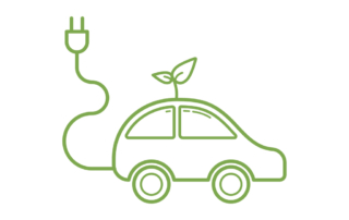 Outline of electric car icon on white background, Ecology and green energy concept, Vector illustration