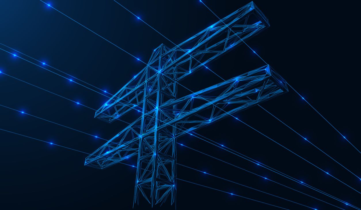 electric power lines at night concept