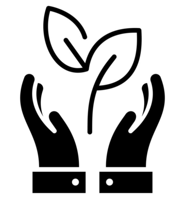 illustration of hands holding a plant